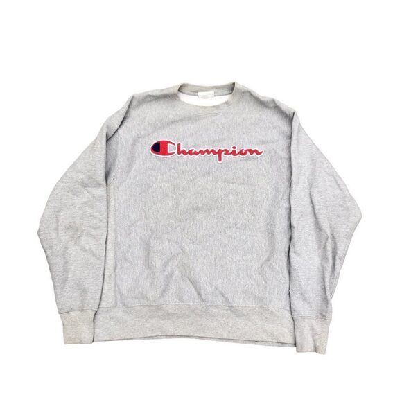 Champion Reverse Weave Crewneck Large Gray Big Logo - Picture 2 of 9